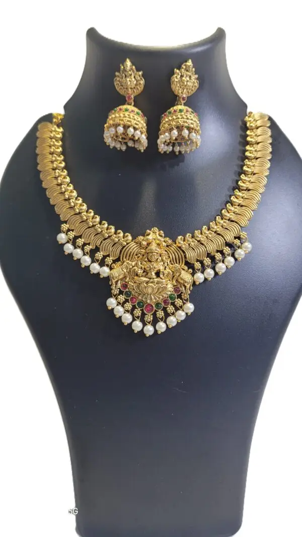 Lakshmi Pearl Antique Temple Necklace Set