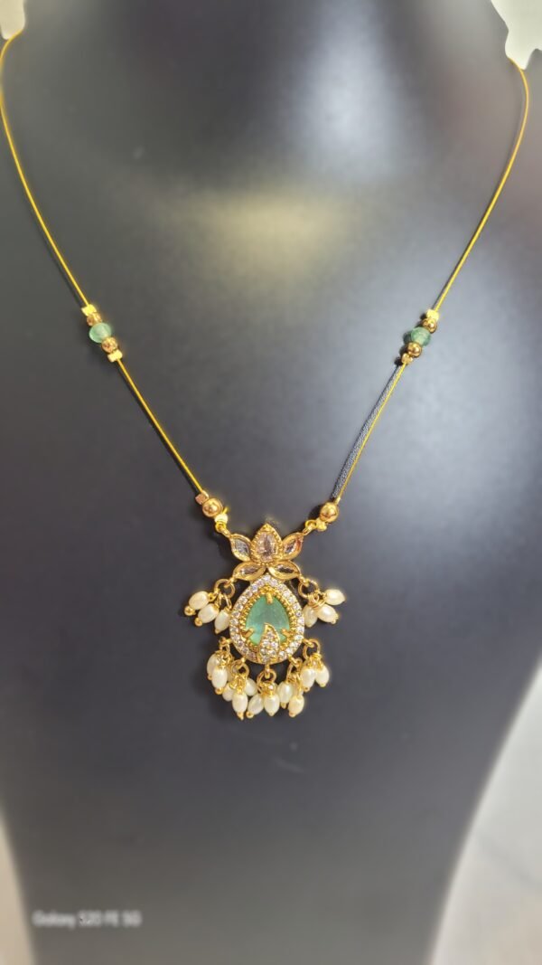 Emerald Drop Pearl Chandbali Necklace