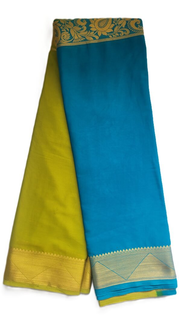 Half & Half saree of Sky Blue & Parrot Green
