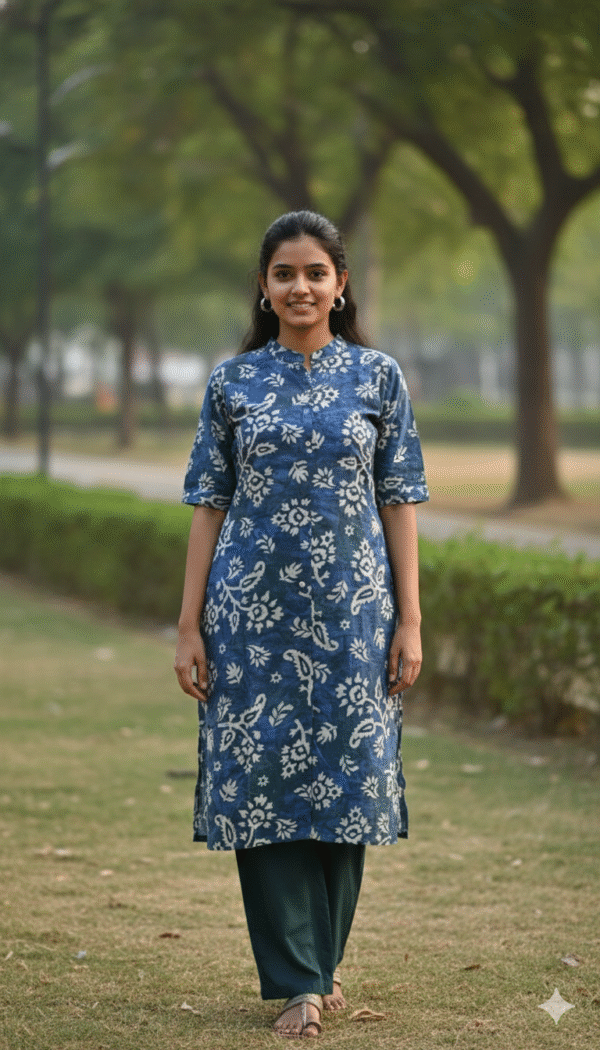 Blue Blossom Printed Vatican Kurta & Pant Set