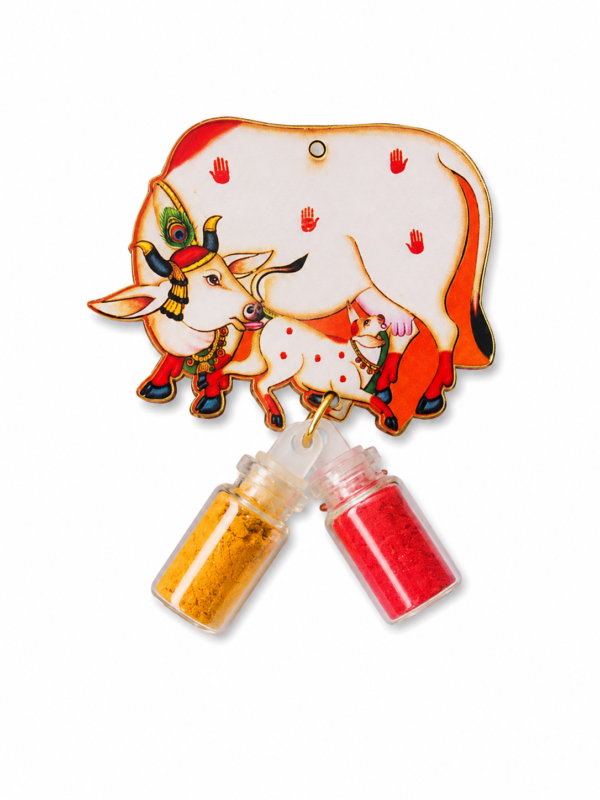 Kamadhenu Cow MDF Haldi Kumkum Return Gift (Pack of 25)