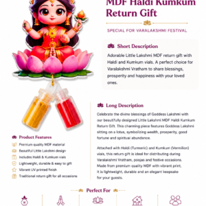 Little Lakshmi MDF Haldi Kumkum (Pack of 25)