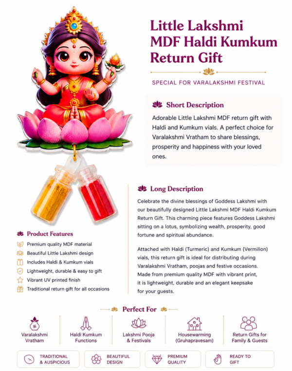 Little Lakshmi MDF Haldi Kumkum (Pack of 25)